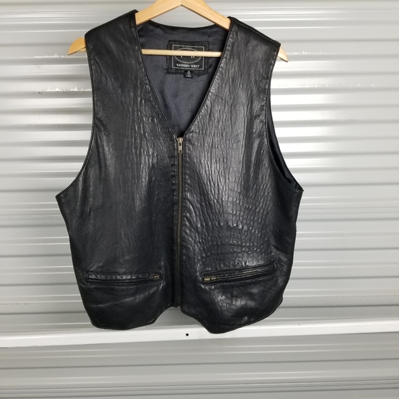 Mens Genuine Leather Vest black - Picture 4 of 5